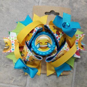 Girls 4.5" Boutique Bottle Cap Yellow Blue Character Layered Hair Bow Accessory